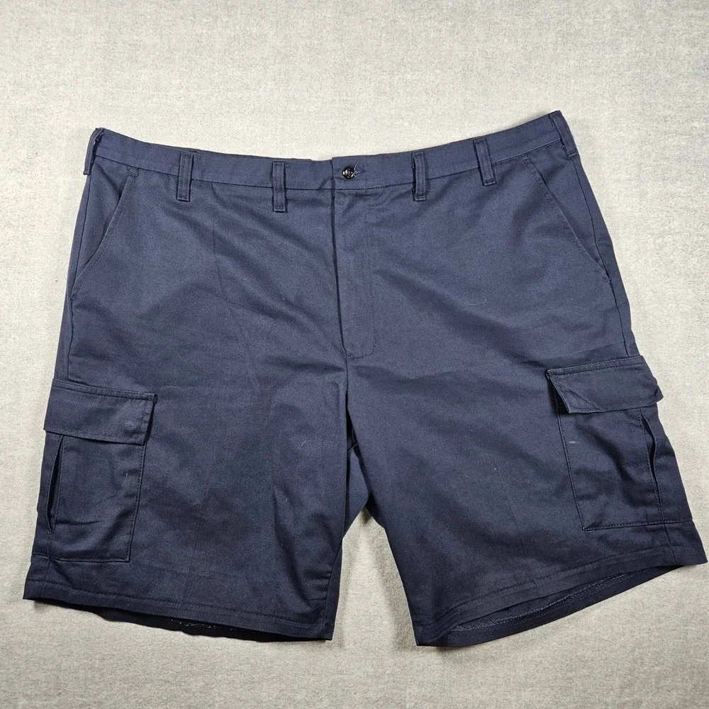 Aramark Authentic Mens Navy Blue‎ Cargo Shorts Stretch Waist Adjustec 46R GP0730